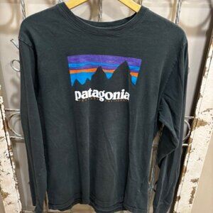 Patagonia Pullover Shirt Men Medium Black Long Sleeve Organic Cotton